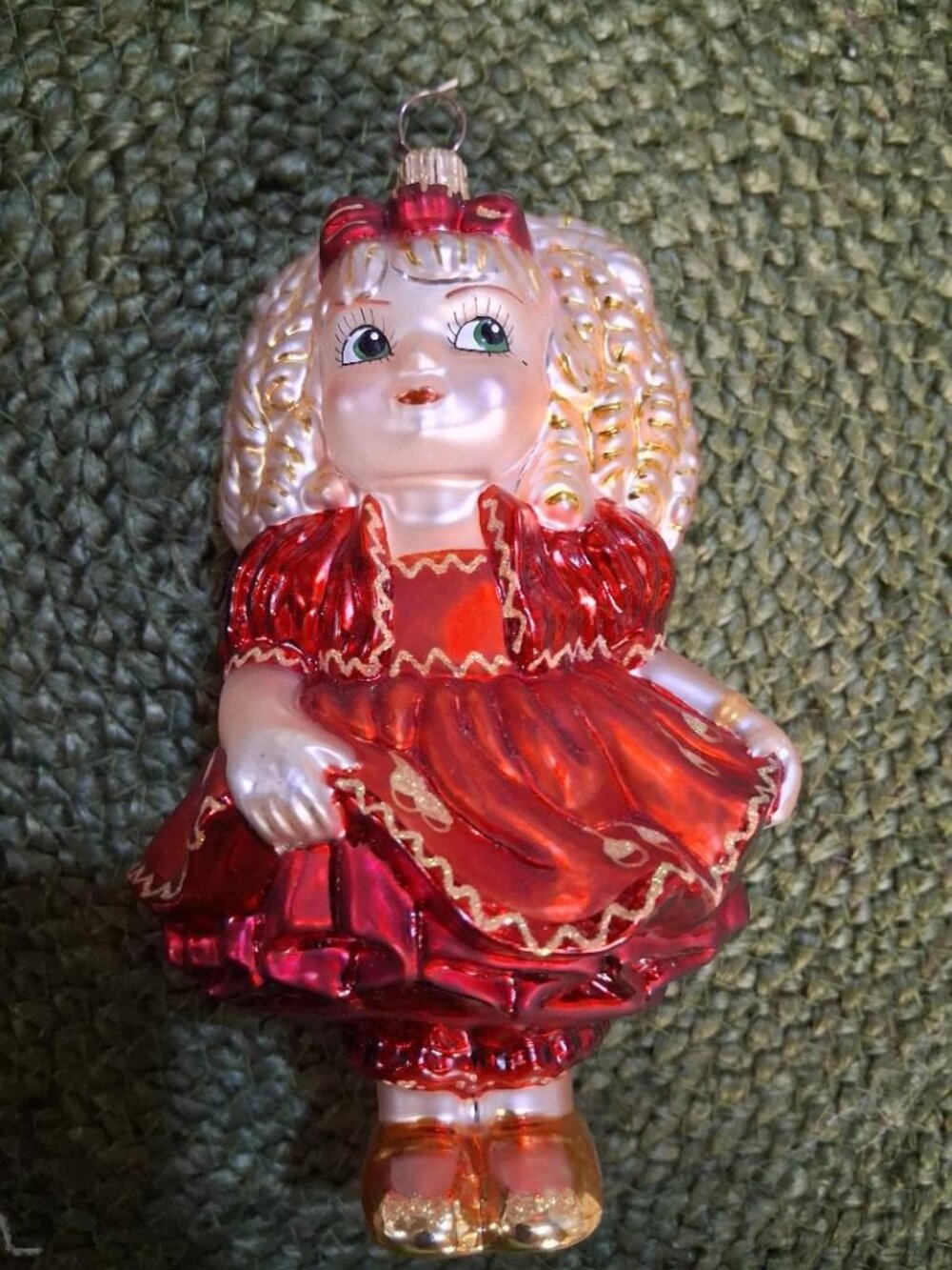 Marie Osmond Adora Belle Glass Ornament By Christopher Radko Red & Gold 6.5" Col